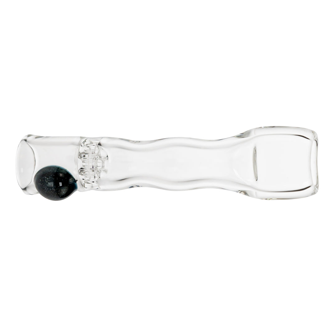 Blazing Honeycomb Chillum on a white background Clear with Unobtainium - Up N Smoke