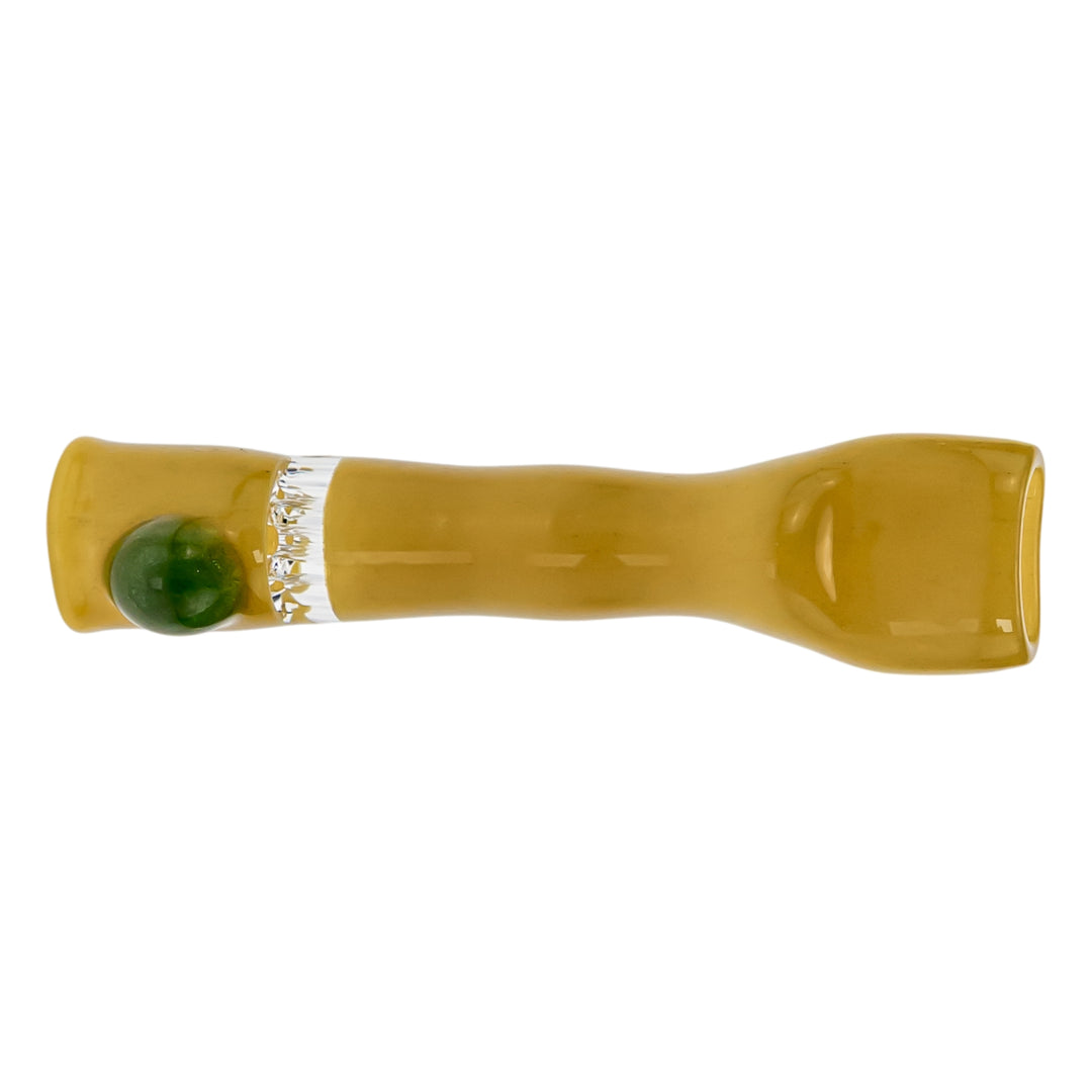 Blazing Honeycomb Chillum on a white background Yellow with Green - Up N Smoke