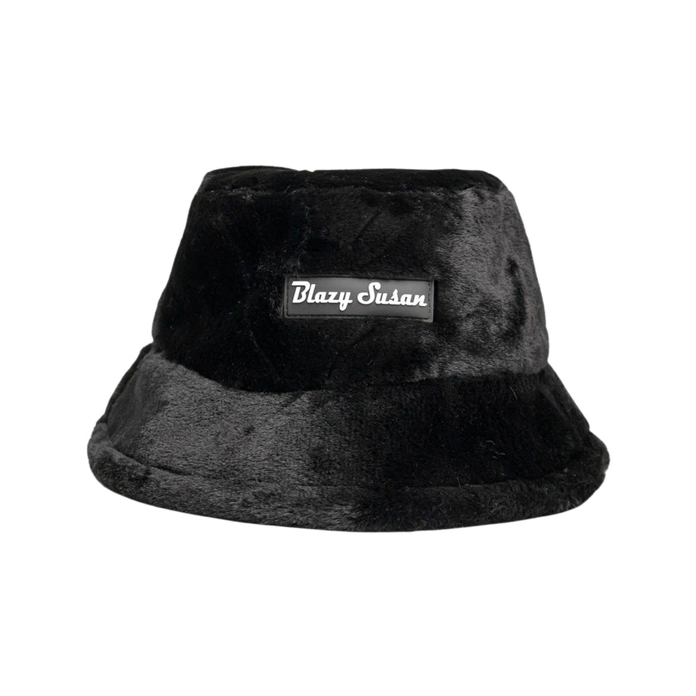 "A Blazy Susan Fuzzy Bucket Hat in black. This product is available in black, pink and white," - Up N Smoke.