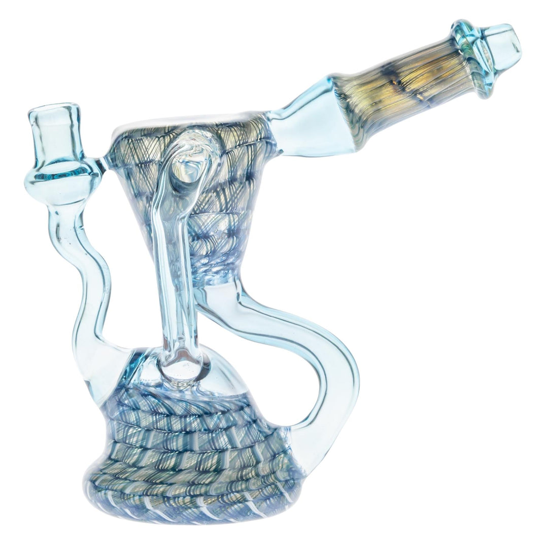 Blue Jay Coilpot Recycler Blue Rig on a white background right angle - Up N Smoke