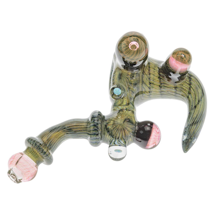 Blue Jay Coilpot Fumed Sherlock Pipe on a white background top-down angle - Up N Smoke