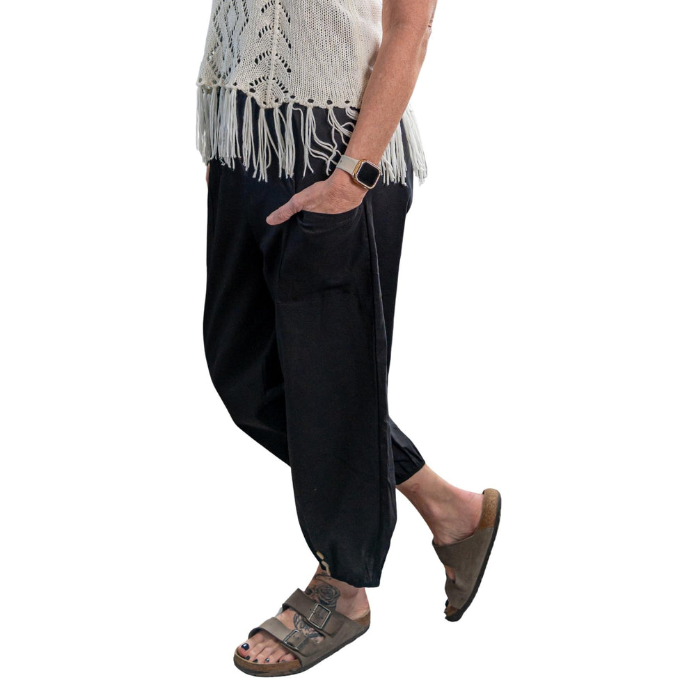 Boho Pants with Pockets black color photo on a white background - Up N Smoke
