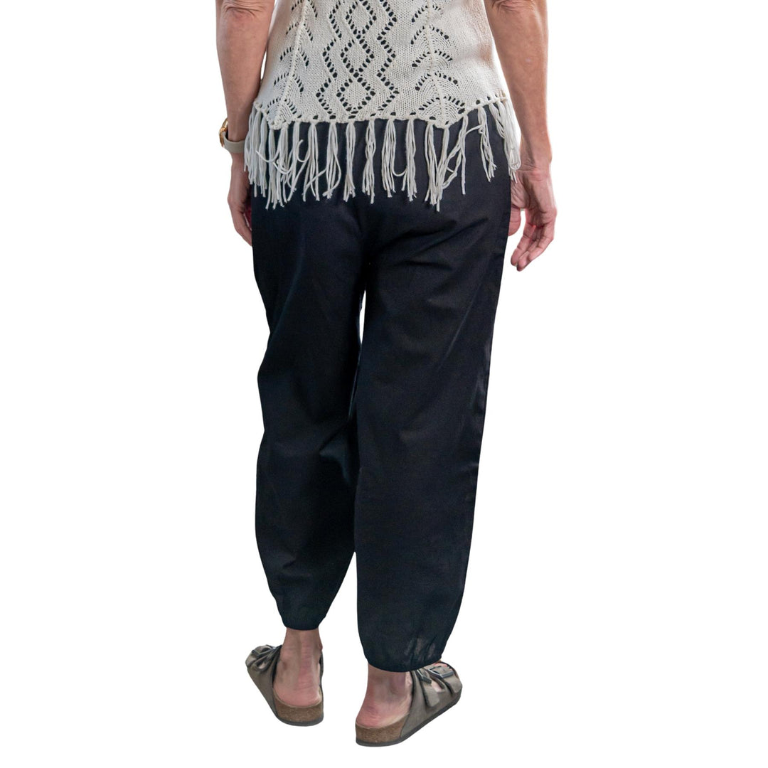 Boho Pants with Pockets black color back angle photo on a white background - Up N Smoke