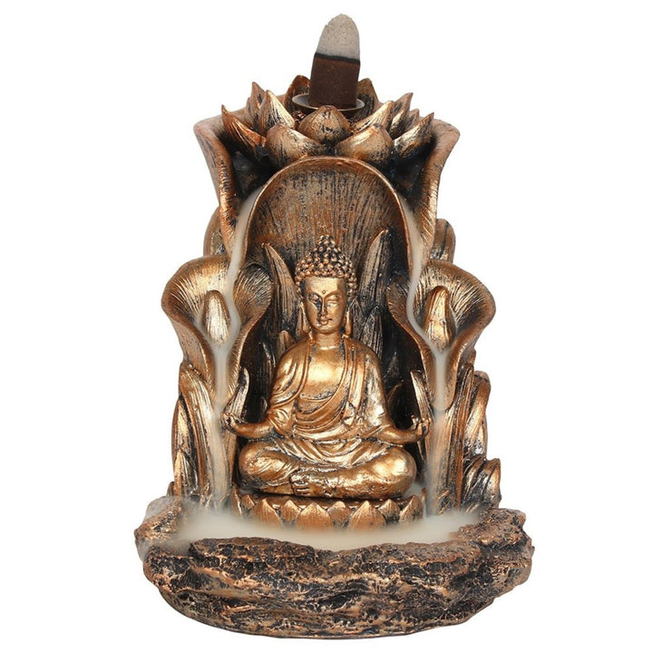 Bronze Buddha Backflow Incense Burner with a Backflow Cone - Up N Smoke