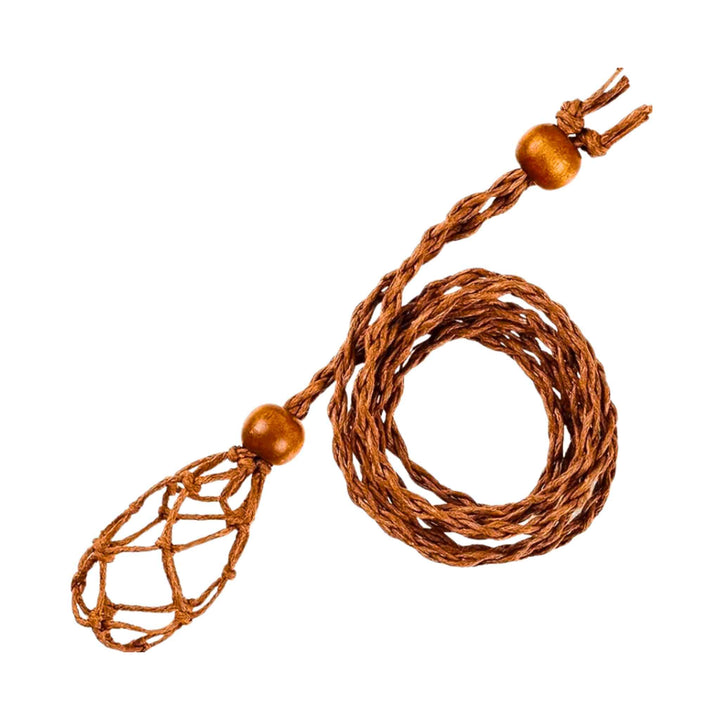 Brown Adjustable Macrame Crystal Holder Necklace - Up N Smoke