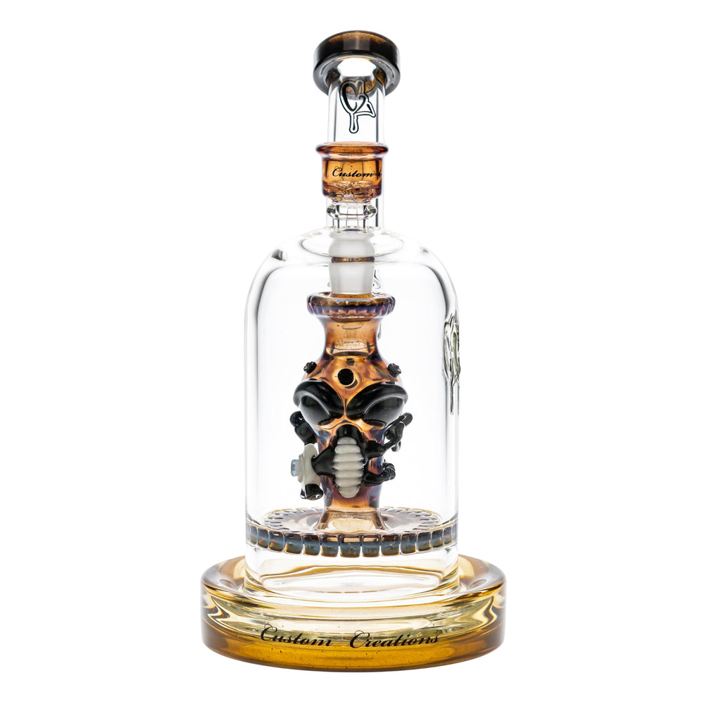 Custom Creations Ratchet Bubbler on a white background front facing angle - Up N Smoke