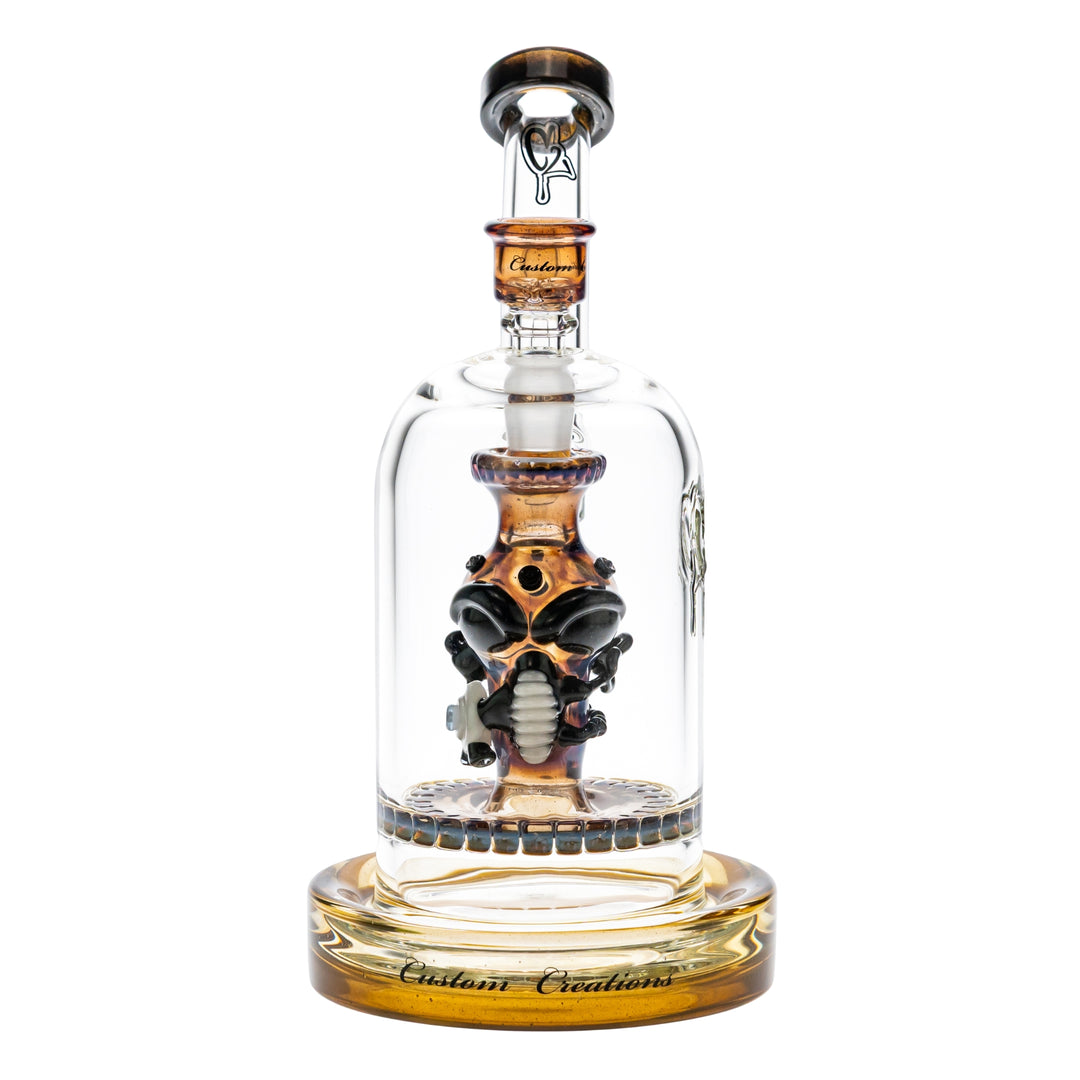 Custom Creations Ratchet Bubbler on a white background front facing angle - Up N Smoke