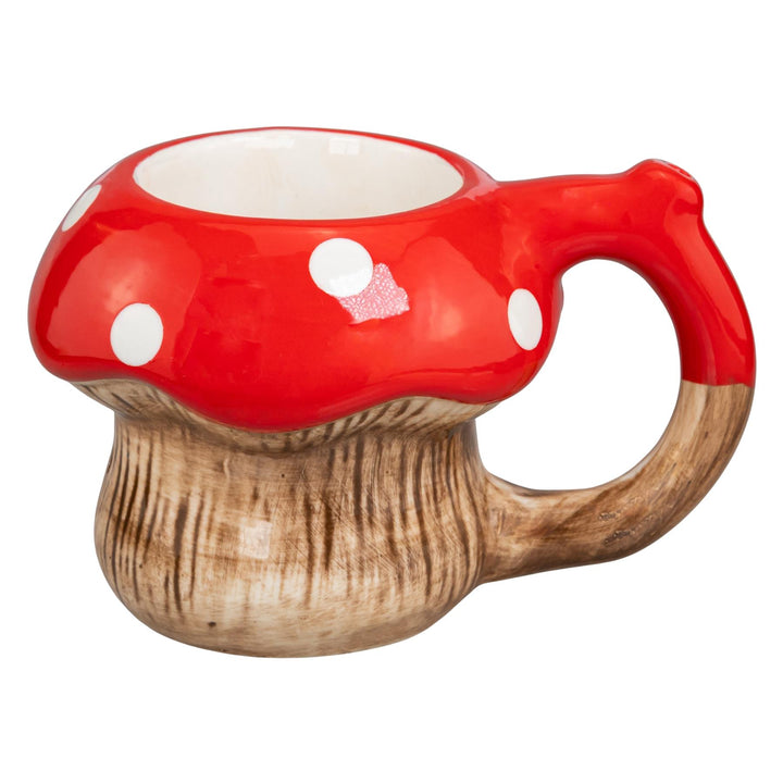 Red Mushroom Ceramic Pipe Mug right angle on a white background - Up N Smoke