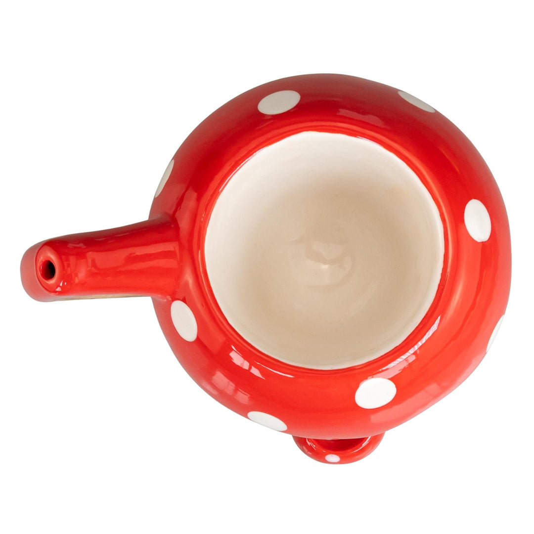 Red Mushroom Ceramic Pipe Mug top angle on a white background - Up N Smoke