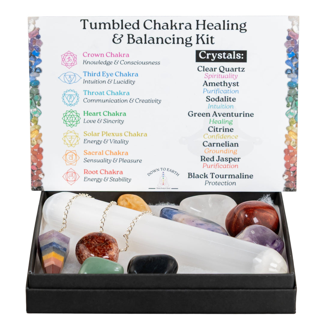 Chakra Balancing & Healing Kit Tumbled on a white background - Up N Smoke