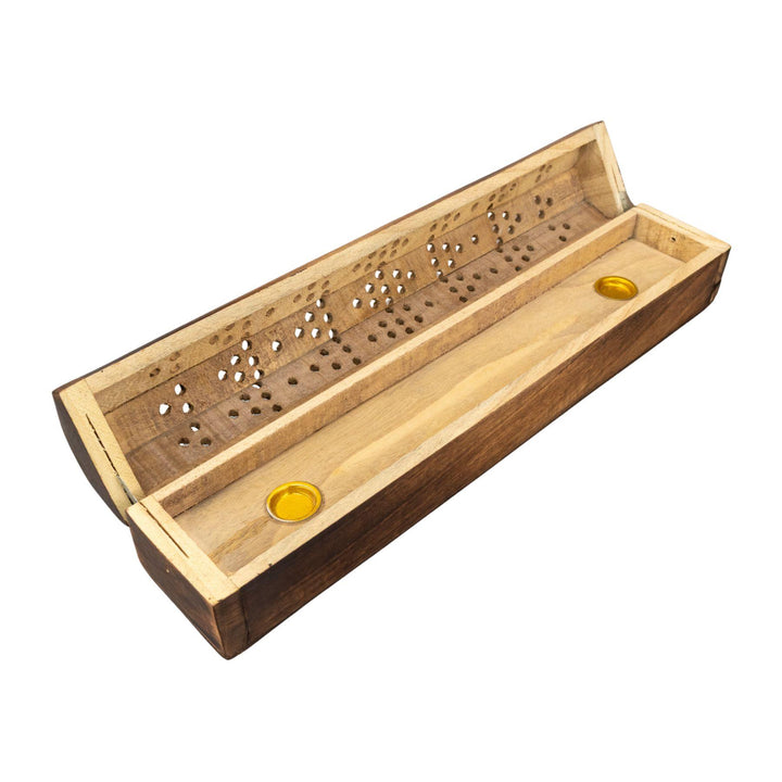 "Open Coffin Incense Burner in the variation Octagon on a white background," - Up N Smoke.