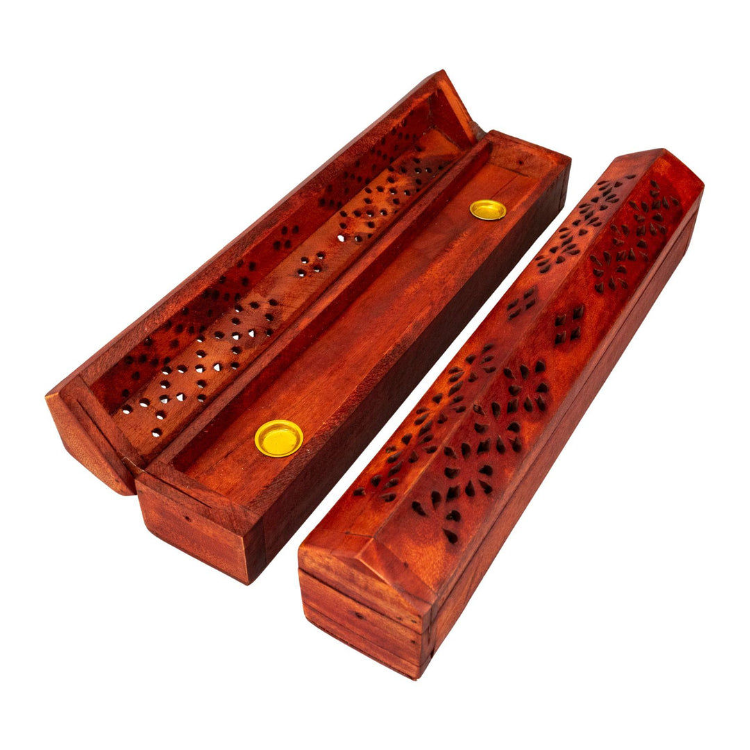 "Two cherry red Coffin Incense Burners on a white background," - Up N Smoke.