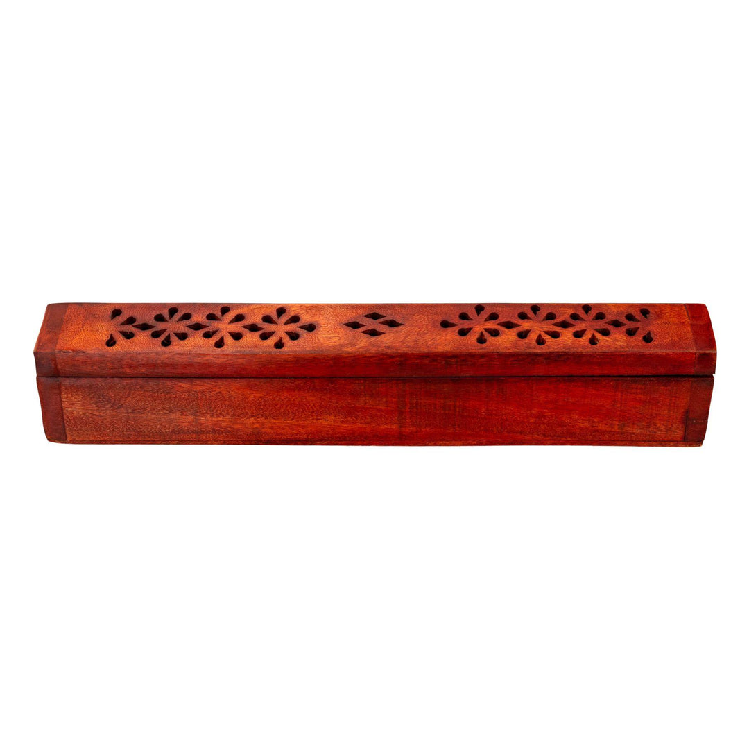 "Closed cherry red Coffin Incense Burner on a white background," - Up N Smoke.
