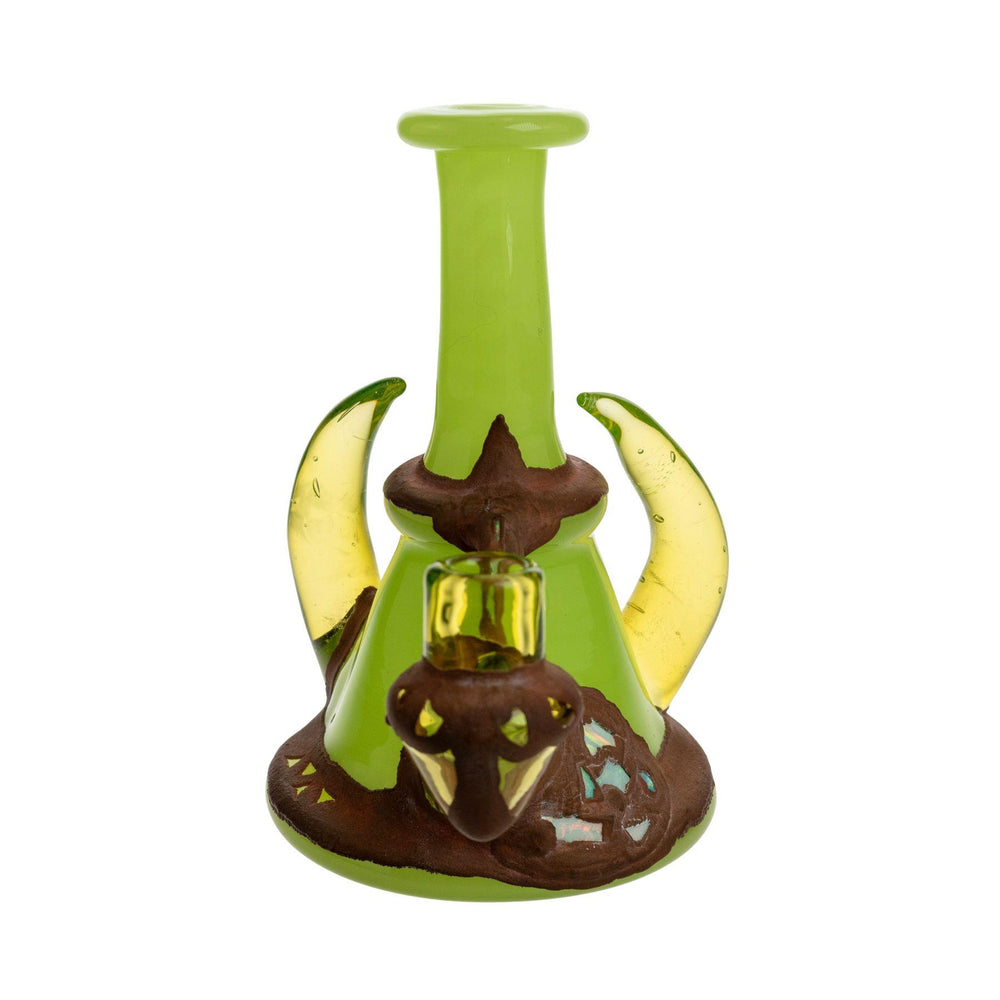 "Front of a Copper Plated Opal Rig with a 10mm slide joint and real crushed opal adorned throughout it," - Up N Smoke.