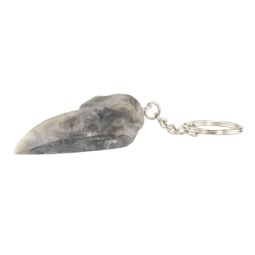 Resin Crow Skull Keychain gray on a white background - Up N Smoke