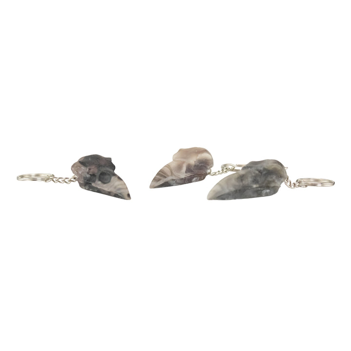 Resin Crow Skull Keychain group photo on a white background - Up N Smoke