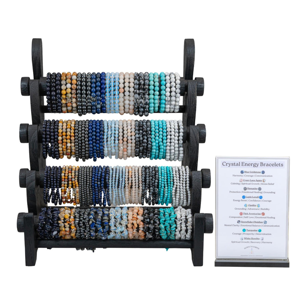 Crystal Energy Bracelet Display chip displayed on a white background front angle showcasing acrylic sign - Up N Smoke