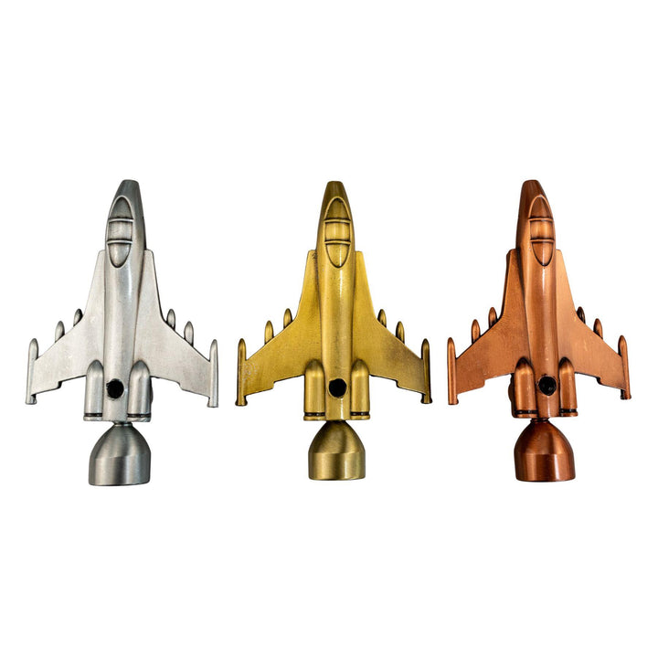 "Group of three D&K Jet Hand Pipes in the color variations silver, bronze, and copper," - Up N Smoke.