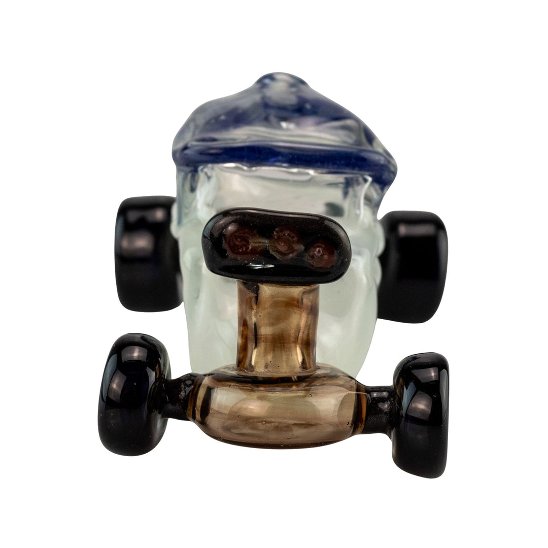 "Front of a Jason Barr Derby Car that is a functional smoking device on a white background," - Up N Smoke.