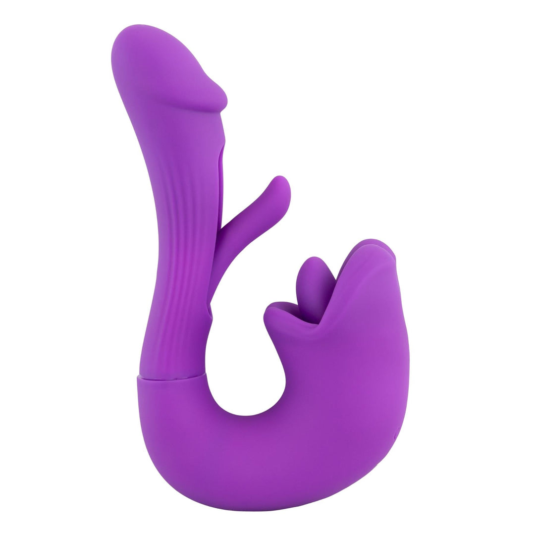 Dildo Vibrator with Tongue displayed on a white background - Up N Smoke