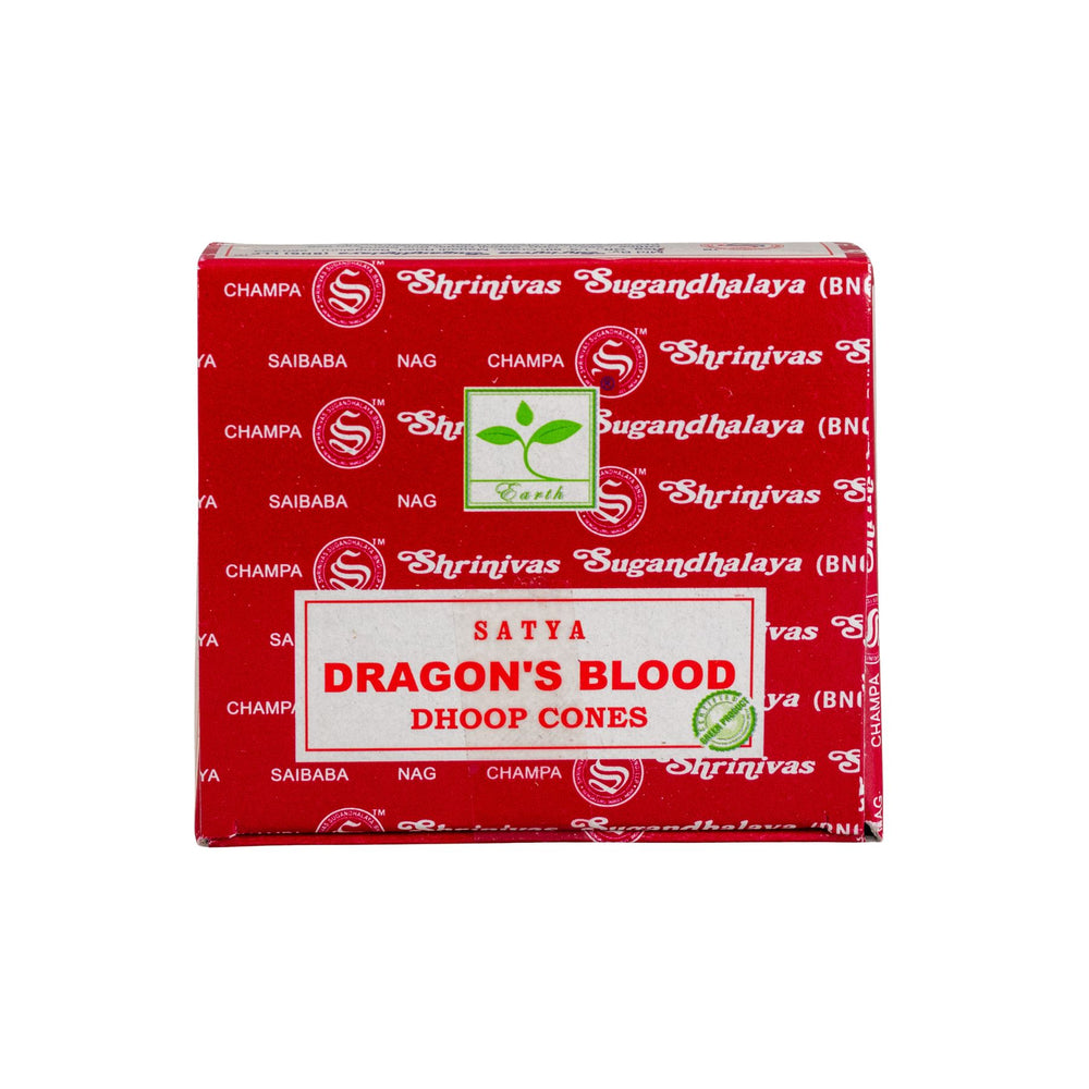 Box of Satya Dragon's Blood Dhoop Cones on a white background