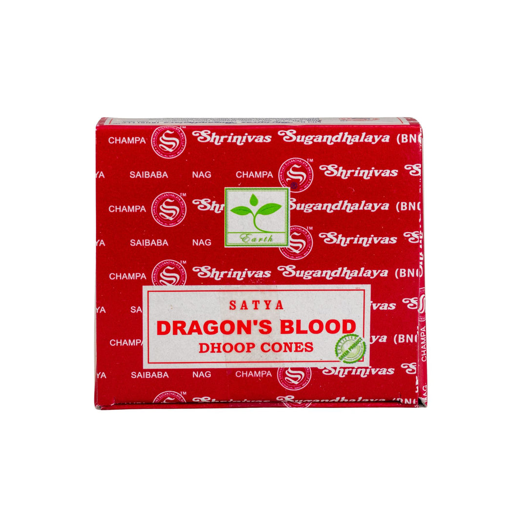 Box of Satya Dragon's Blood Dhoop Cones on a white background
