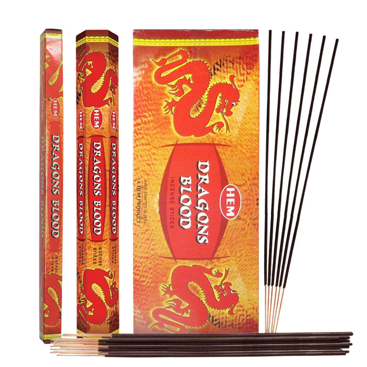 HEM Incense Sticks Dragon's Blood group photo displayed on a white background - Up N Smoke
