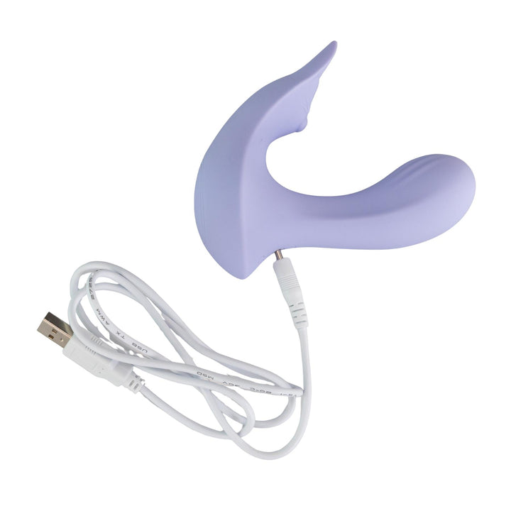 Dual-Stimulation G-Spot Vibrator with charger on a white background - Up N Smoke