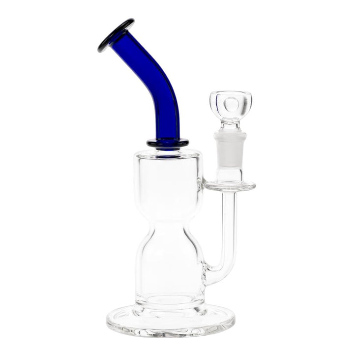 Dume Cross Diffuser Hourglass Mini blue neck color side angle displayed on a white background - Up N Smoke