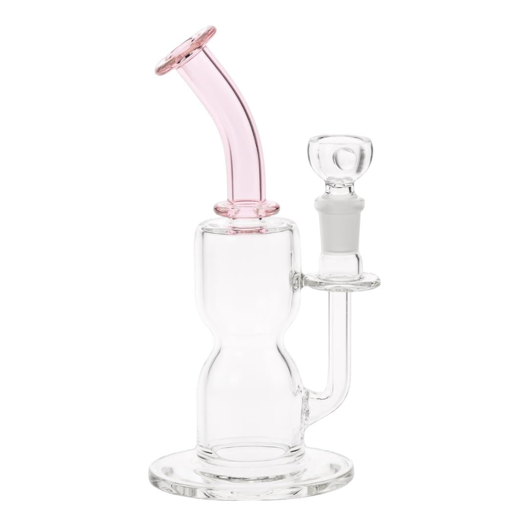 Dume Cross Diffuser Hourglass Mini pink neck color side angle displayed on a white background - Up N Smoke
