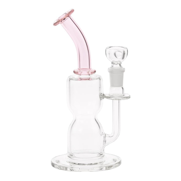 Dume Cross Diffuser Hourglass Mini pink neck color side angle displayed on a white background - Up N Smoke