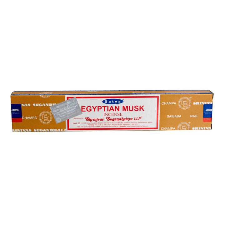 Box of Satya Egyptian Musk incense on a white background - Up N Smoke