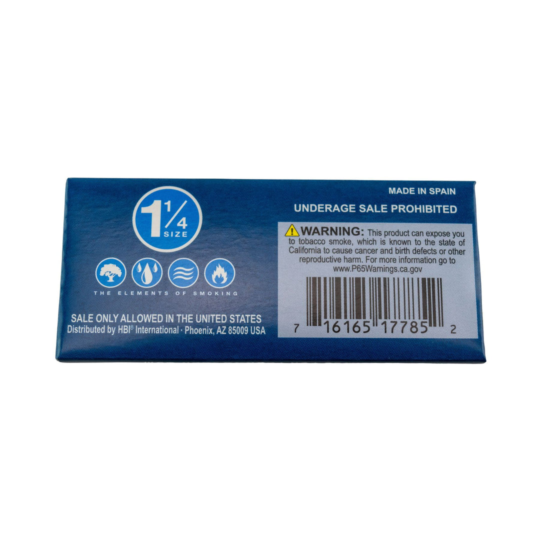 "Backside of an Elements Ultra Thin Perfect Fold Papers that comes with 50 leaves per pack on a white background," - Up N Smoke.