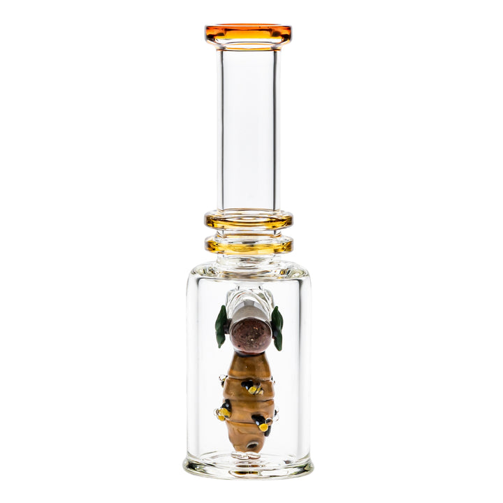 Empire Glassworks Bee Hive Mini Rig on a white background back facing angle - Up N Smoke