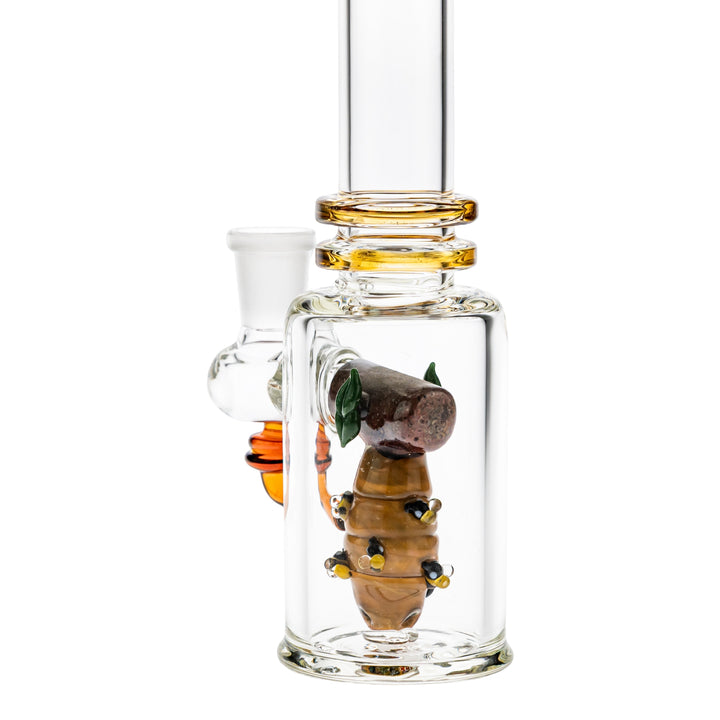 Empire Glassworks Bee Hive Mini Rig on a white background close up angle - Up N Smoke