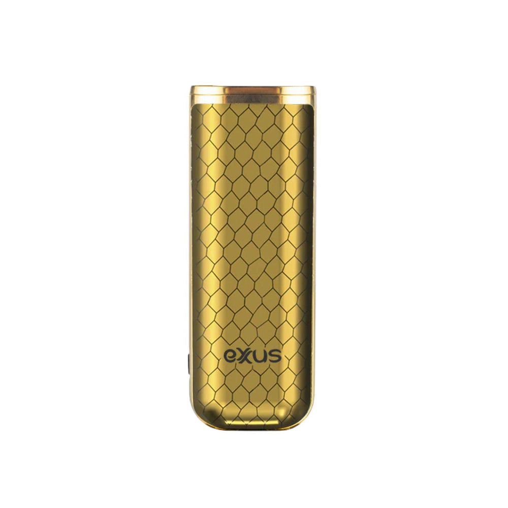 "Gold Exxus Minovo Cartridge Battery device with a textured design on a white background," - Up N Smoke.