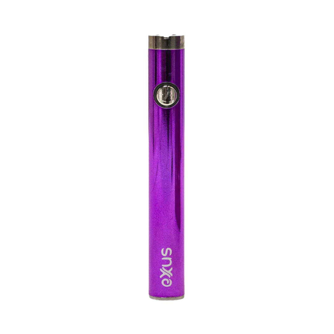 "An Exxus Plus VV 2.0 Cartridge Vaporizer Battery in the color Galaxy purple on a white background," - Up N Smoke.