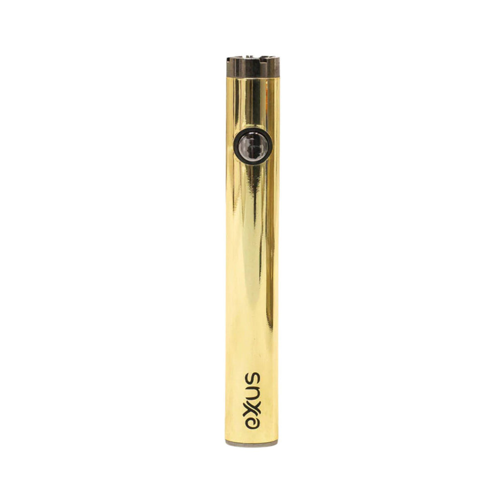 "An Exxus Plus VV 2.0 510 Thread Cartridge Battery in the color gold on a white background," - Up N Smoke.