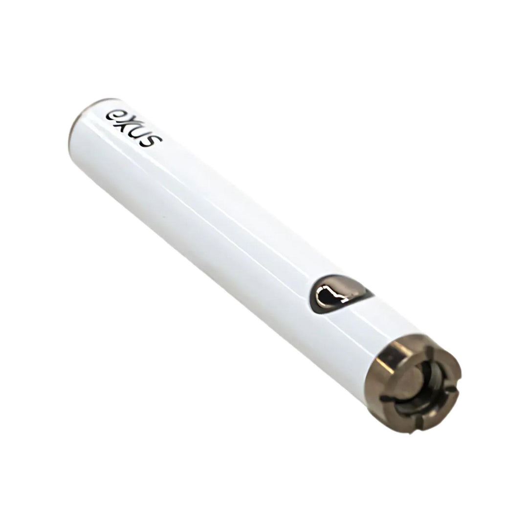 "Diagonal view of a Pearl Exxus Plus VV 2.0 Cartridge Battery, showcasing the 510 threading where you twist in your concentrate cartridges," - Up N Smoke.