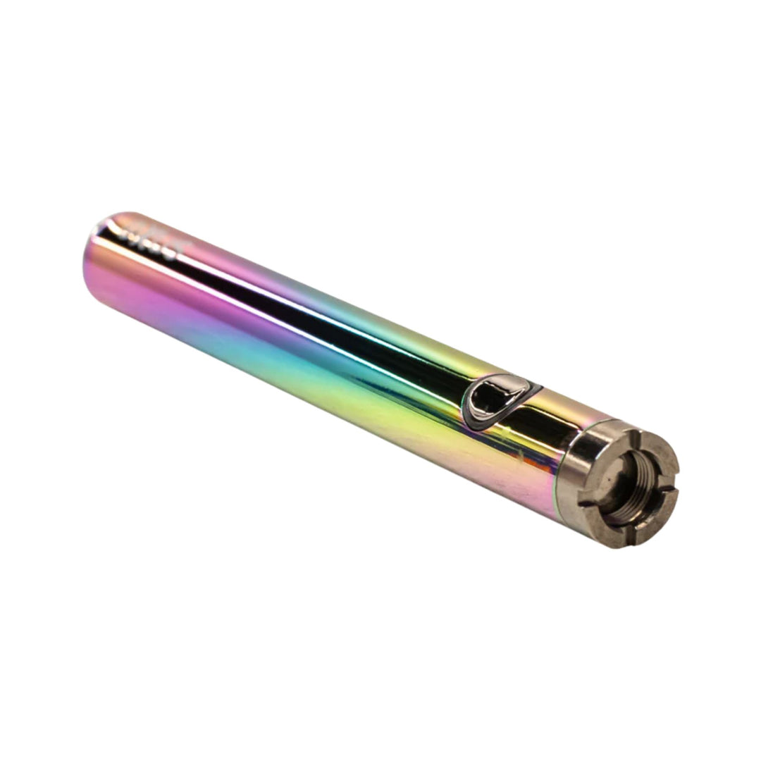 "A Prism Exxus Slim VV2 510 Battery slanted to the right, showcasing the adapter for the concentrate cartridges," - Up N Smoke.