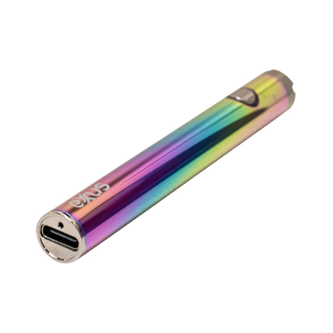 "A diagonal view of a Prism Exxus Slim VV2 510 Battery, showcasing where you plug the device in to recharge it," - Up N Smoke.