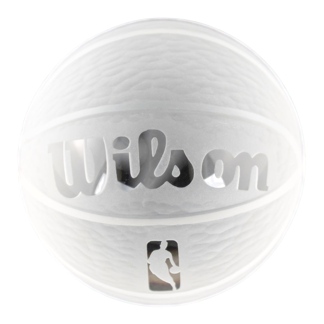 Clear Glass Basketball slight front showcasing Wilson logo on a white background - Up N Smoke