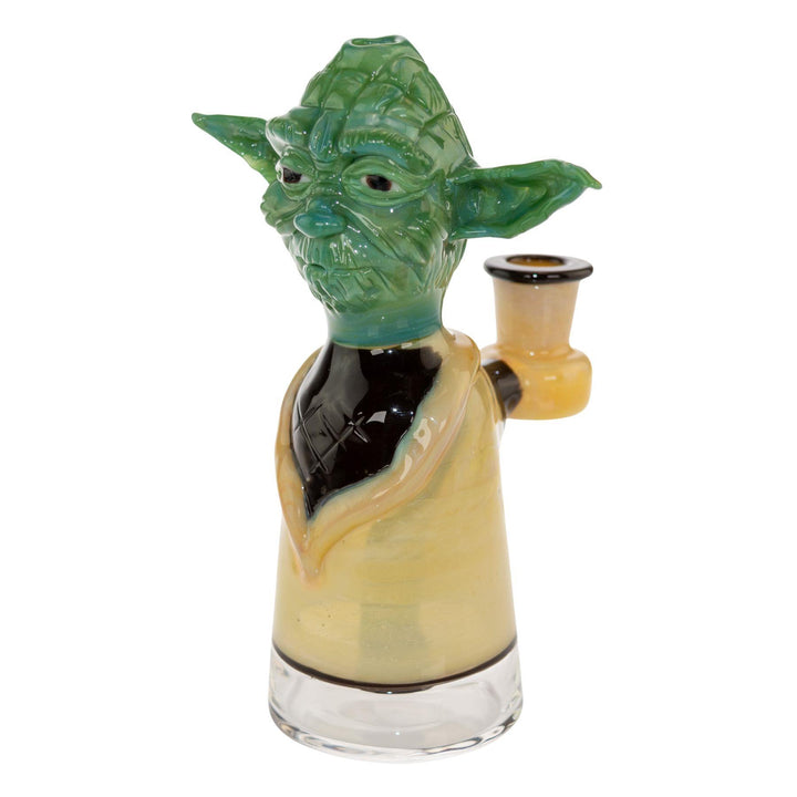 "Glass Yoda Jon Fischbach Rig that is a highly detailed Yoda handblown here in the U.S.," - Up N Smoke.