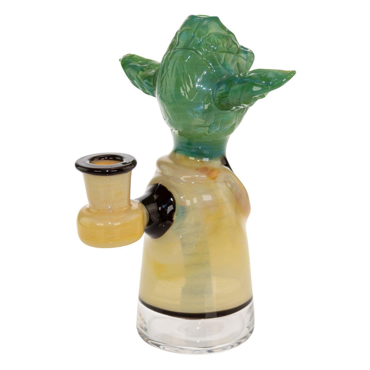 "Slightly angled backside of a Jon Fischbach Yoda Rig on a white background," - Up N Smoke.