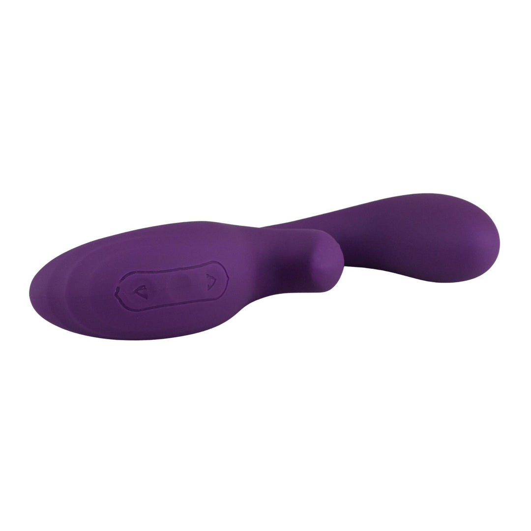 Flexible Dual Stimulation Rabbit Vibrator bottom side on a white background - Up N Smoke
