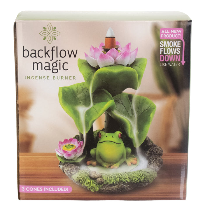 Frog Backflow Incense Burner Packaging front facing on a white background - Up N Smoke