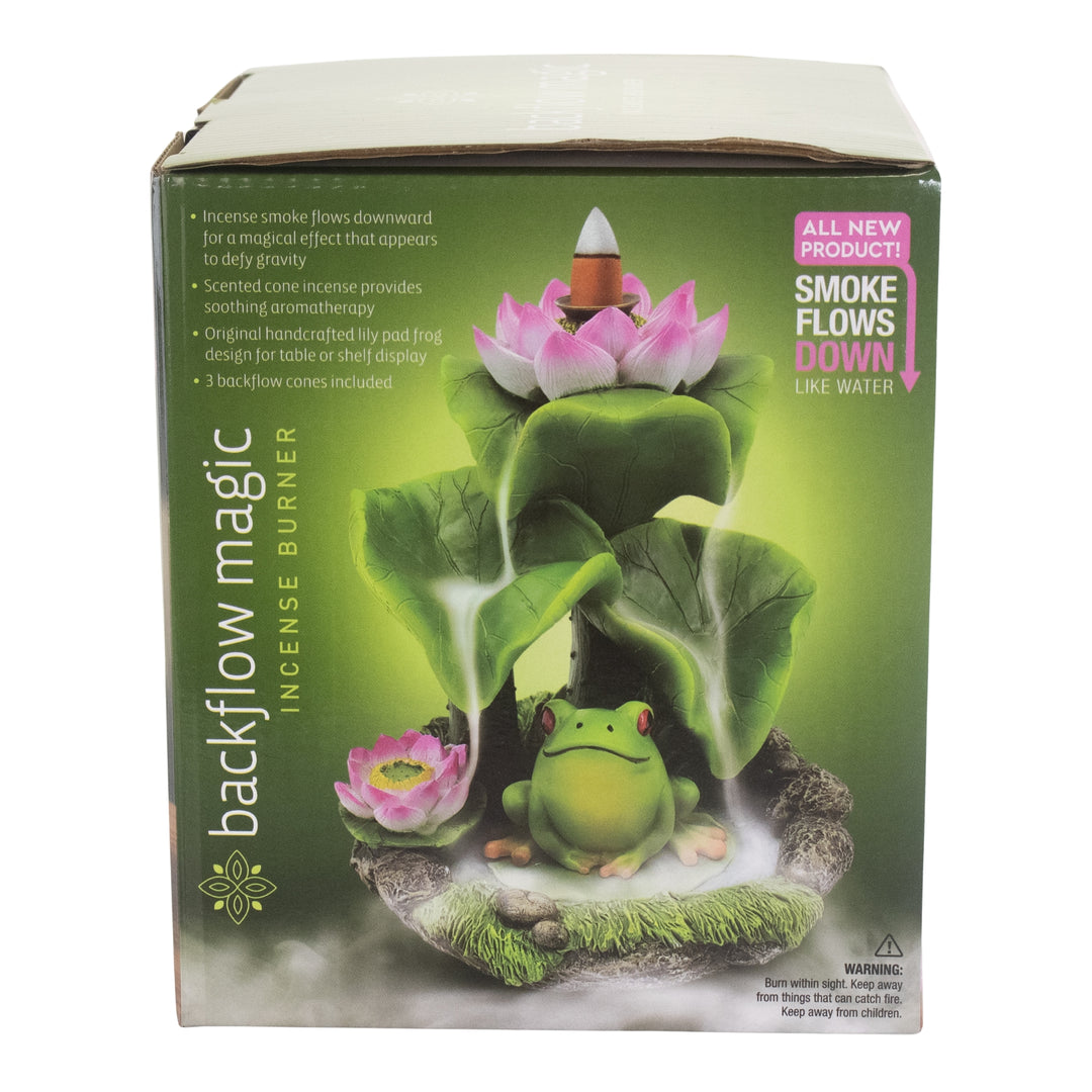 Frog Backflow Incense Burner Packaging side facing on a white background - Up N Smoke