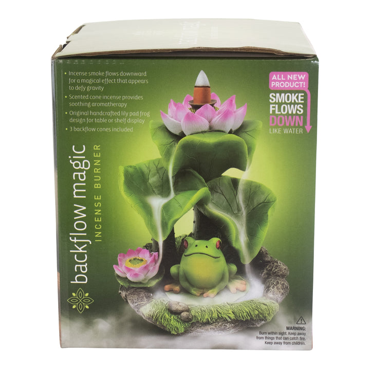 Frog Backflow Incense Burner Packaging side facing on a white background - Up N Smoke