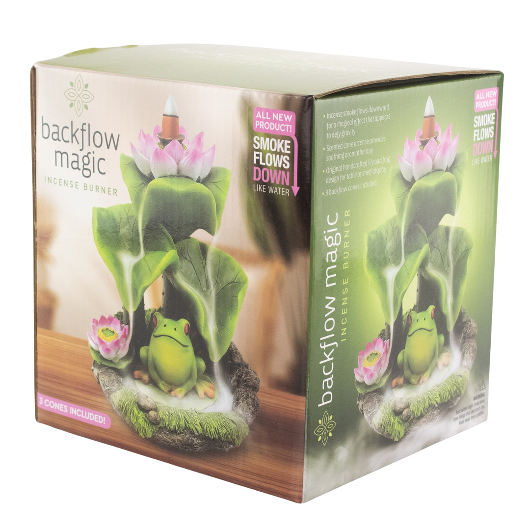 Frog Backflow Incense Burner Packaging angle facing on a white background - Up N Smoke