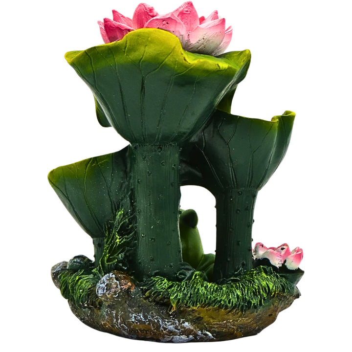 Frog & Lily Pads with Lotus Back Flow Incense Burner - Down To Earth